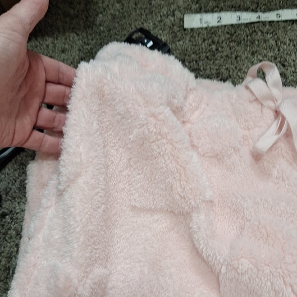 Rebellious One Sherpa Lounge Pajama Pants - L - Soft Pink Hearts - Picture 5 of 12